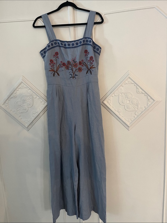 Spartina 449 Pants - Spartina 449 Light Blue Embroidered Wide-Leg Jumpsuit